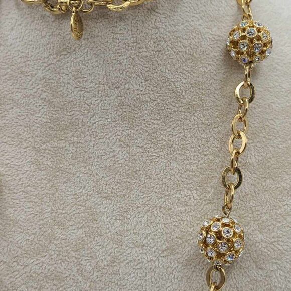 NWOT J Crew Chunky Long Crystal Gold Ball Station Necklace - Picture 3 of 12